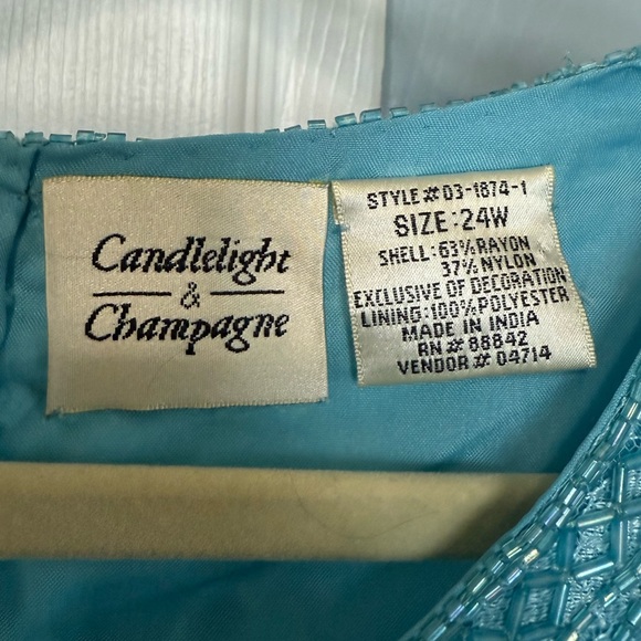 NWT Candlelight & Champagne Turquoise‎ Beaded Short Sleeved Blouse Plus Size 24W - Picture 7 of 10